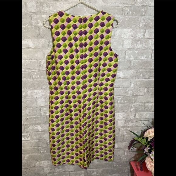 Moda Seta Geo Print Dress Sleeveless Green Purple Size 6 - Picture 9 of 9